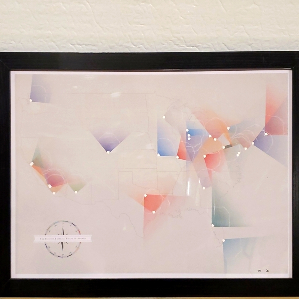 US Baseball Fields, lithograph print